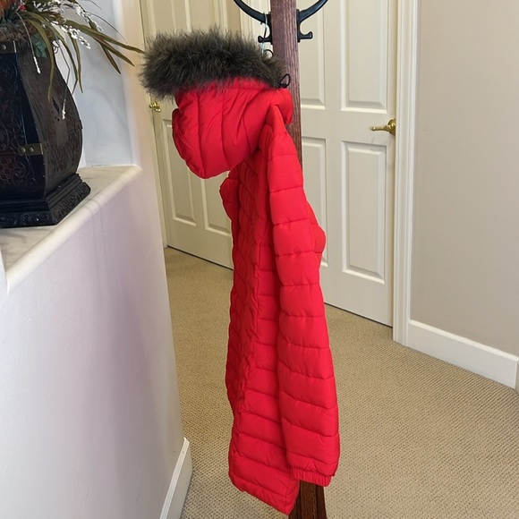 Super dry Faux Fur Hooded Mid Length Puffer Jacket size 8 - Picture 13 of 15